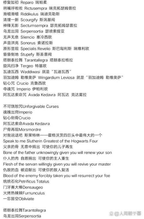 方言版哈利波特咒语大全(哈利波特中文咒语配音)